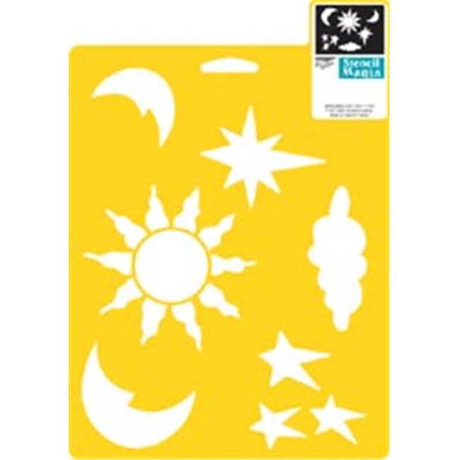Stencil Mania Yellow Plastic Stencil 7Inchx10Inches-Celestial Stencil Mania Yellow Plastic Stencil 7Inchx10Inches-Celestial